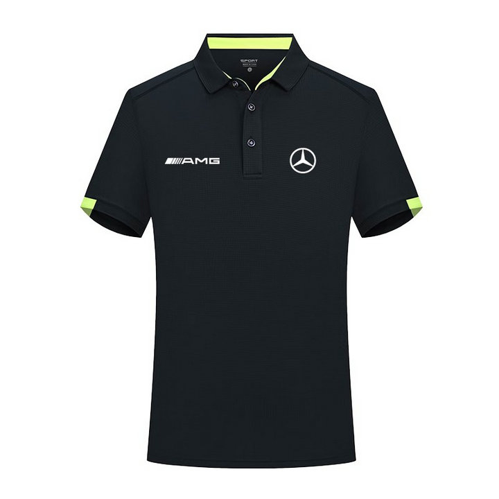 2023 Polo Mercedes AMG Homme Manche Courte Polo Shirt de Gym à Séchage Rapide Hauts de Sport